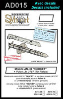 1x AM-39 Exocet, 1x Pylon LM 3787 For Rafale (Decals Included) - Image 1